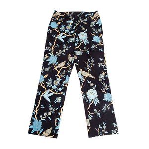 NWOT Soft Surroundings Chinoiserie Pants Oriental Floral Bird Print Size Small
